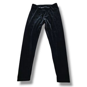 Pink Soda Sport Pants Size Medium 27"Wx27"L Leggings Black Velour Pants Stretch